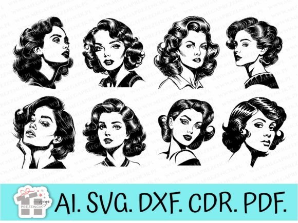 Download Vector Graphics Women in RETRO Style - Vector Collection