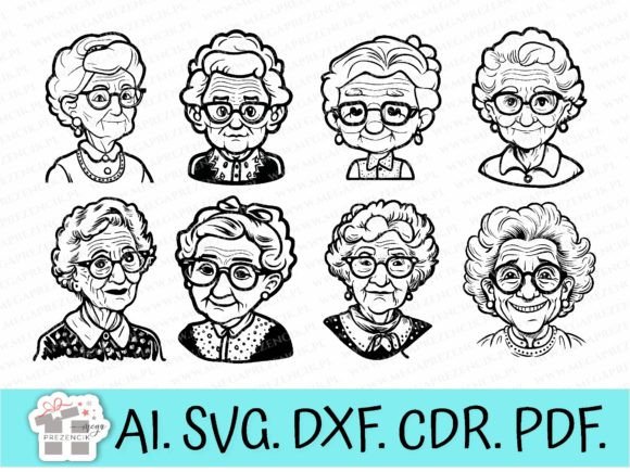 Download Sweet Cartoon Grandma Vectors Svg - Vector Collection