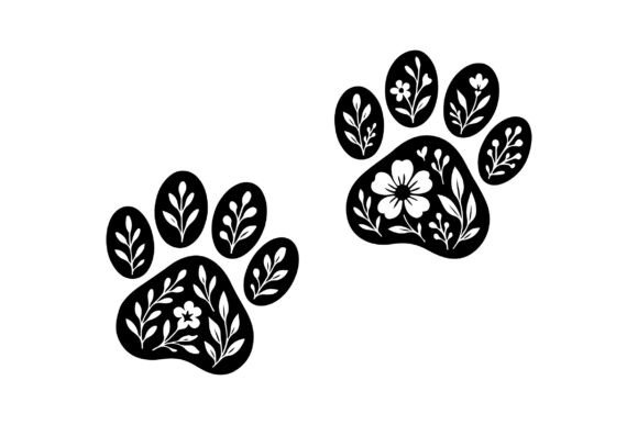 Download Floral Dog Paws SVG PNG Vector Cut File - Vector Collection
