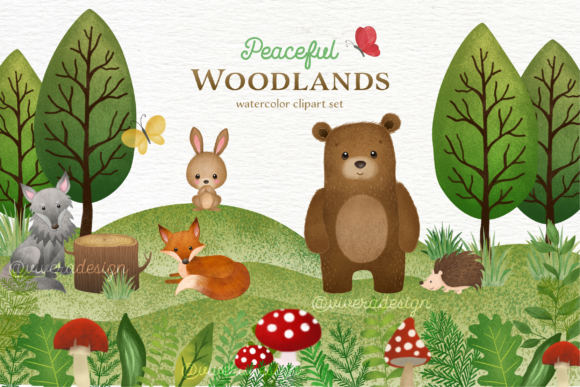 Download Woodlands Animal Watercolor Cliparts - Woodlands Collection