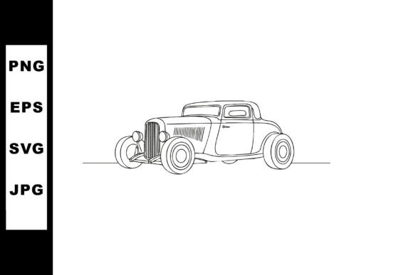 Download Classic Vintage Car Vector Line Drawing - Vector Collection