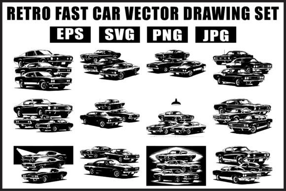Download Retro Fast Car Vector SVG Bundle - Vector Collection