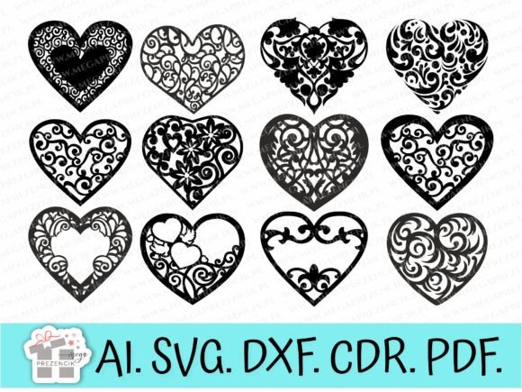 Download Set of SVG Hearts Vector Graphics Laser - Vector Collection