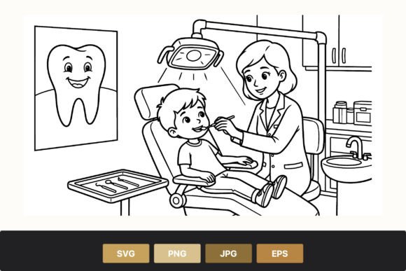 Download Dentist Examining Happy Child Vector Art - Vector Collection