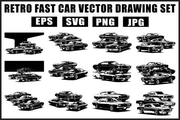 Download Retro Fast Car Vector SVG Bundle - Vector Collection