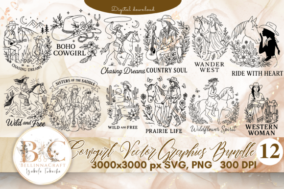 Download 12 Cowgirl Vector Graphics Bundle SVG - Vector Collection