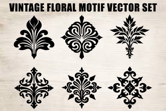 Download Black Ornamental Flower Vector Set - Vector Collection
