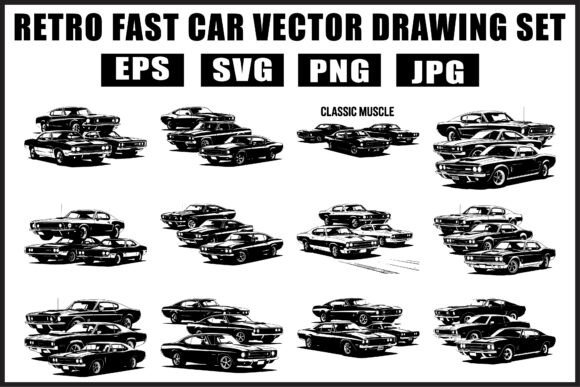 Download Retro Fast Car Vector SVG Bundle - Vector Collection