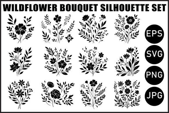 Download Black Wildflower Bouquet Vector Bundle - Vector Collection