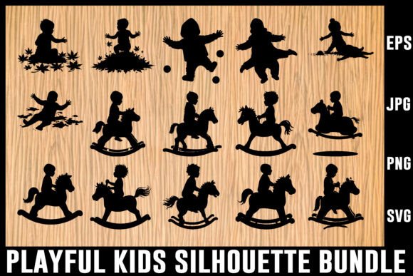 Download Playful Kids Silhouette Vector Bundle - Vector Collection